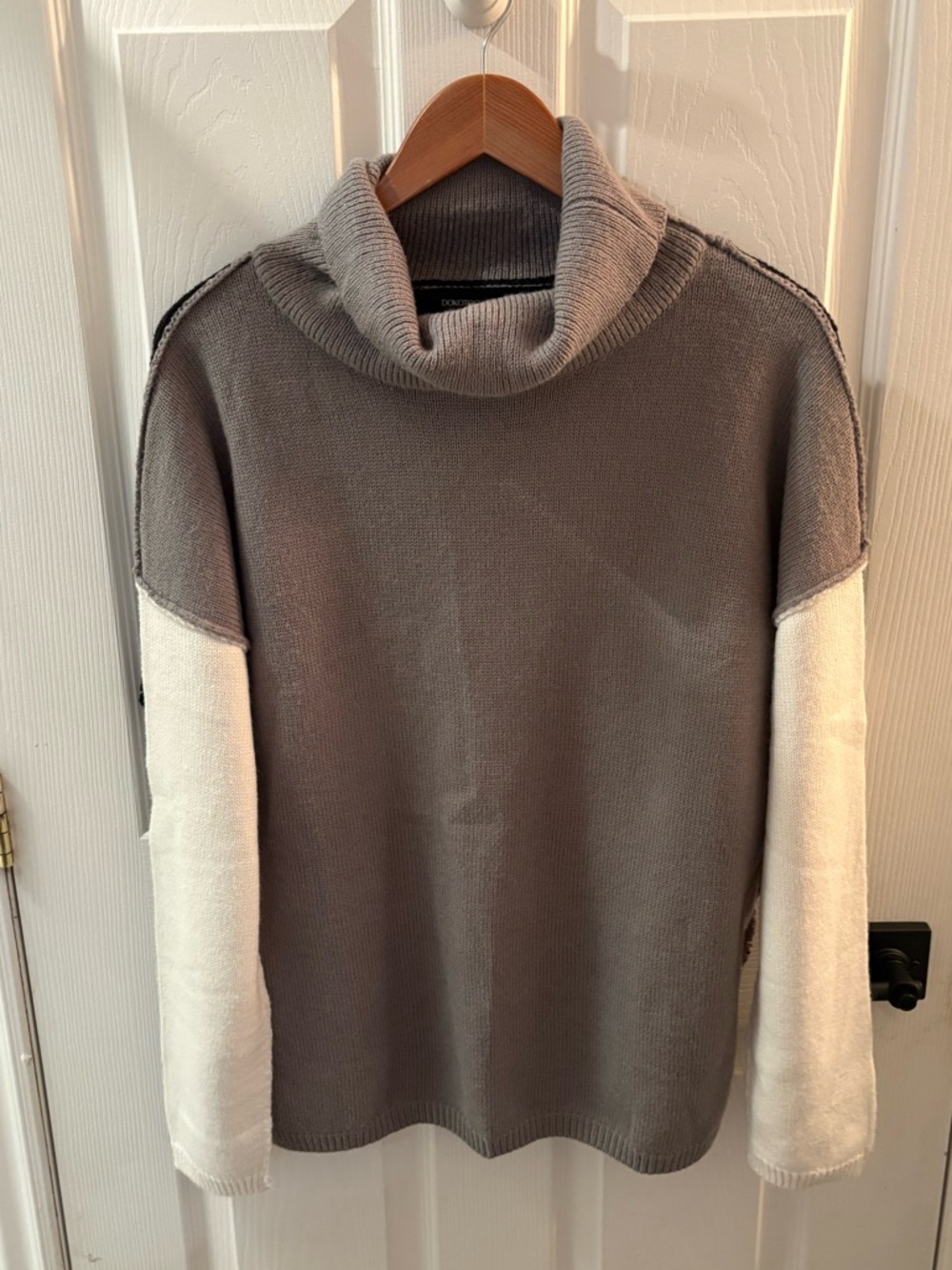 NWOT Turtleneck Colorblock Sweater - Gray, black & Cream